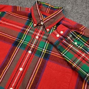 Vintage Gap Oxford Shirt Mens Large Button Down Tarten Plaid Y2K Red Green